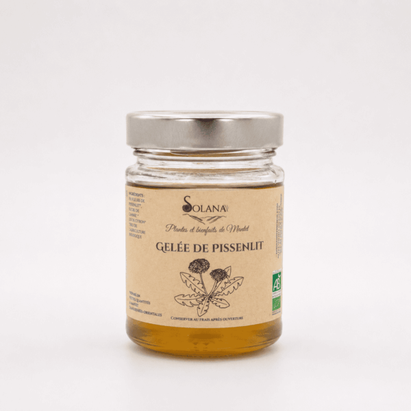 Une gelée de pissenlit au goût floral et délicat, entre miel végétal et confiture artisanale. Solana, votre herboristerie en ligne