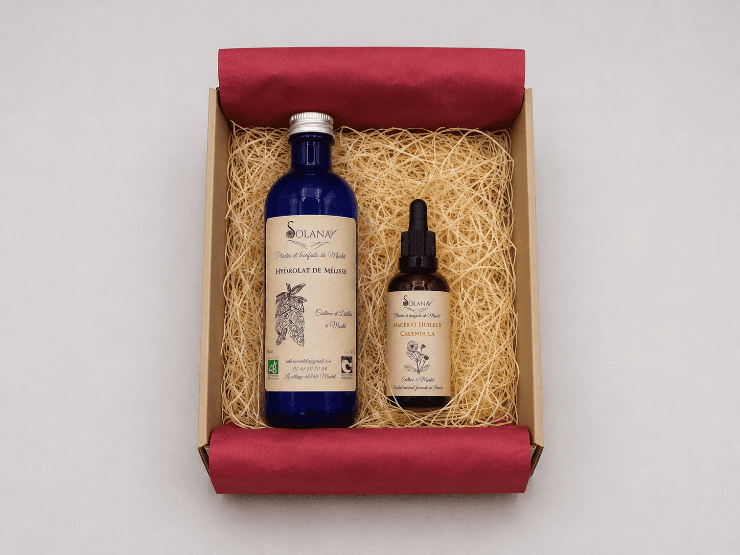 Coffret cadeau hydrolat et macérat huileux Solana Mantet