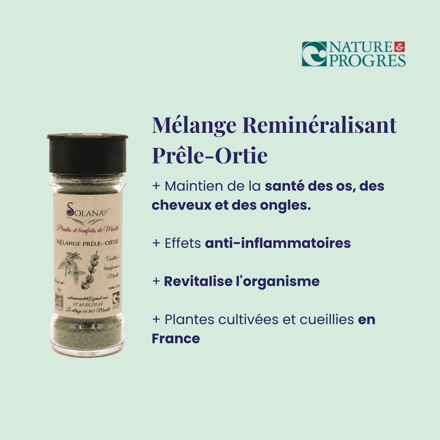 Mélange reminéralisant Prêle Ortie. Vitalité