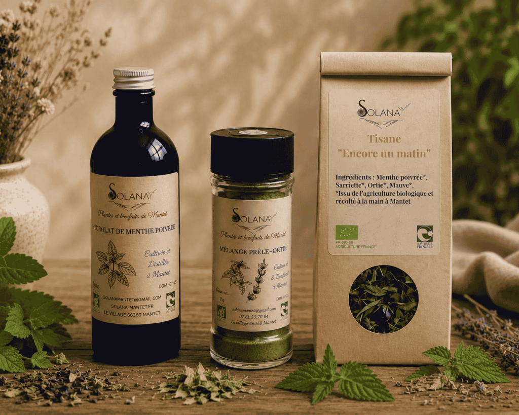 Cure de reminéralisation Tisane et hydrolats. Plantes cultivées et transformées dans les Pyrénées