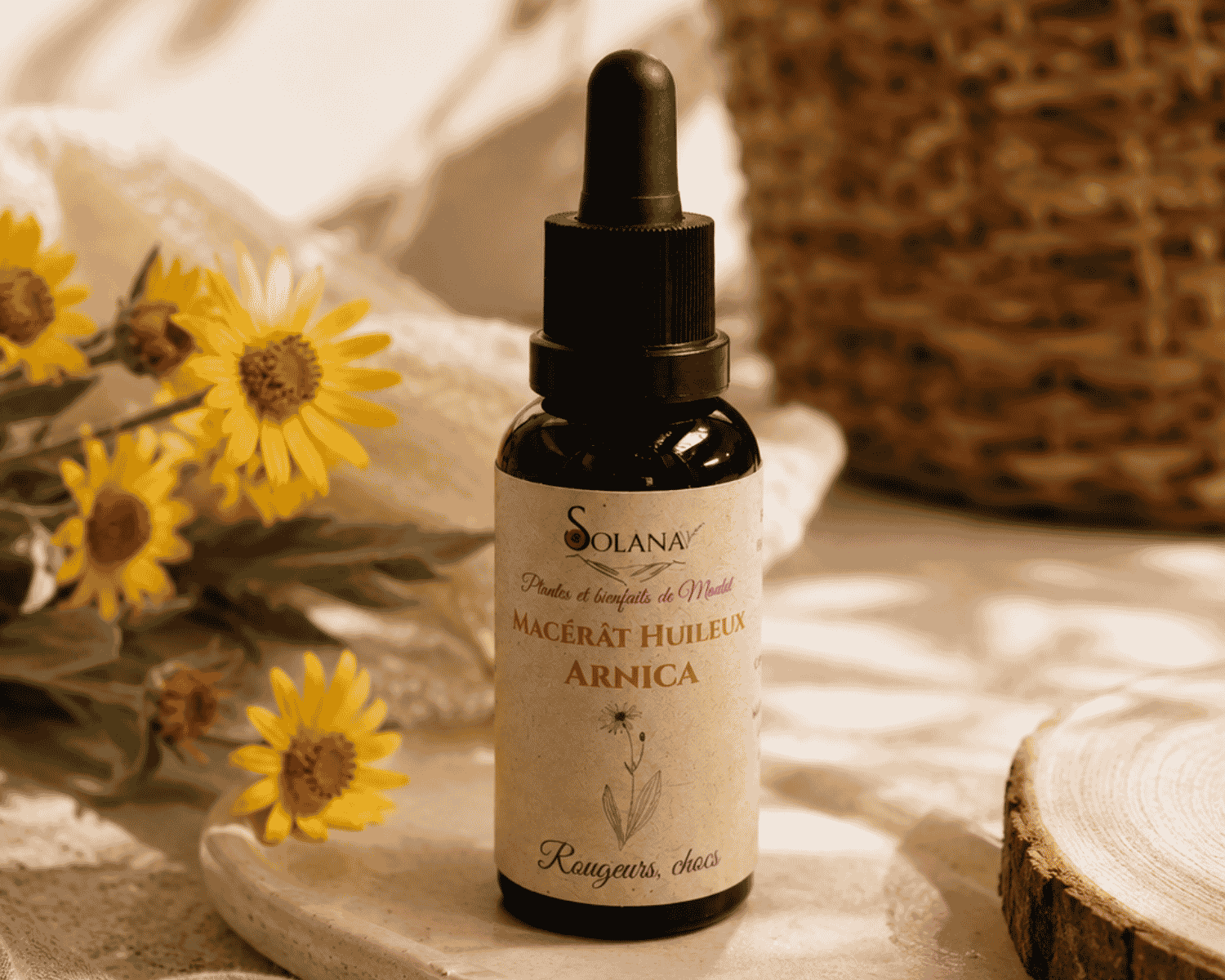 Macérat huileux d'arnica pour rougeurs sur la peau